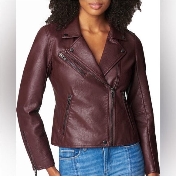 Blank NYC Jackets & Blazers - BlankNYC Burgundy Faux Leather Moto Jacket Size S